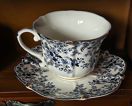 French Style China Porcelain Tea Cup Saucer Set, 7.8 oz Tea Cup and Saucers, Royal Ceramic Cups, Elegant Vintage Ceramic Coffee Cups for Traditional Afternoon Tea-Grace Painting Crafts