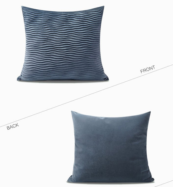Abstract Blue Decorative Throw Pillows, Large Simple Throw Pillow for Interior Design, Geometric Contemporary Square Modern Throw Pillows for Couch-Grace Painting Crafts
