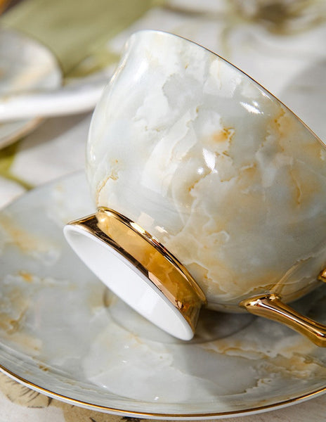 Elegant Ceramic Coffee Cups, Unique Tea Cups and Saucers in Gift Box as Birthday Gift, Beautiful British Tea Cups, Royal Bone China Porcelain Tea Cup Set-Grace Painting Crafts