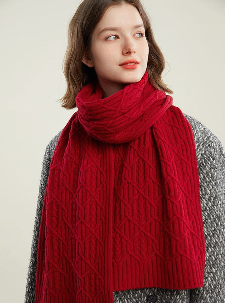 Cold Weather Scarf, Casual Scarf for Women, Fashion Designer Scarf, Red Winter Scarf, Modern Wool Scarf for Women, Soft Cashmere Scarf for Women-Grace Painting Crafts