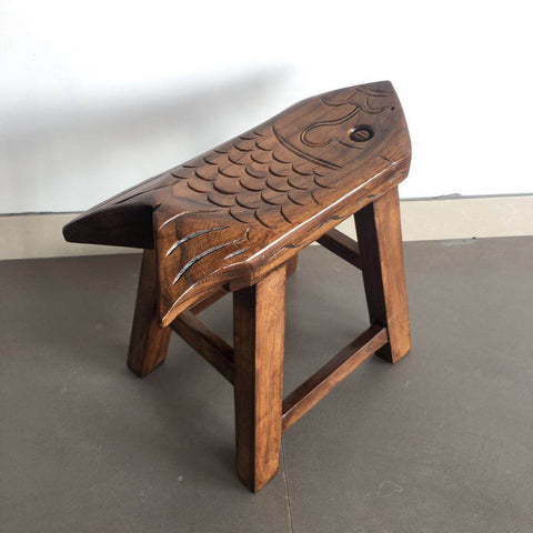 Handmade Solid Wood low Stool, Creative Shoe-changing Stool, Vintage Old Elm Wood Stool, Children's Wooden Stool, Sofa Stool, Dining Table Stool-Grace Painting Crafts