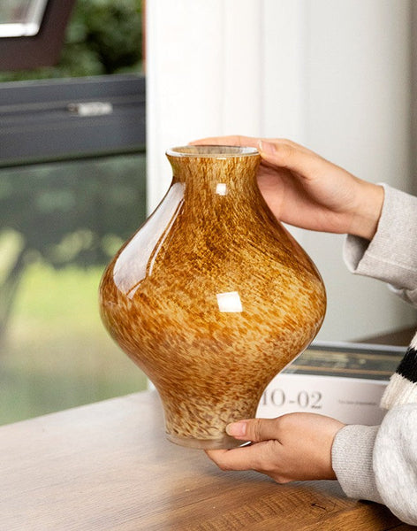 Modern Glass Bud Vases, Centerpiece Vases on Table, Handmade Liuli Vases, Color Glaze Vase, Contemporary Vases for Modern Home Decor-Grace Painting Crafts