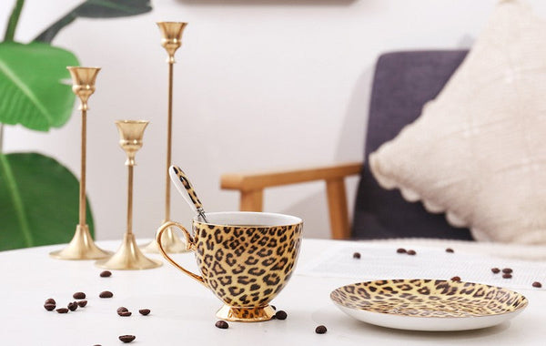 Unique Ceramic Coffee Cup and Saucer, Creative Ceramic Coffee Cups, Beautiful British Tea Cups, Creative Porcelain Tea Cup Set-Grace Painting Crafts