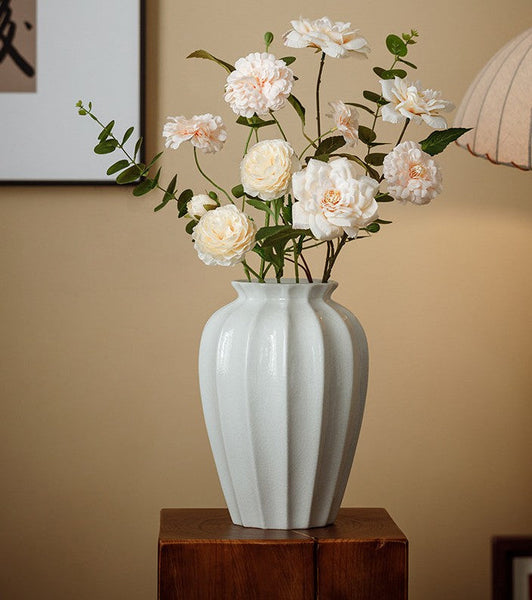 Large Flower Vases on Table, Centerpiece Ceramic Bud Vases, Porcelain Flower Vases, Handmade Water Holding Flower Vase-Grace Painting Crafts
