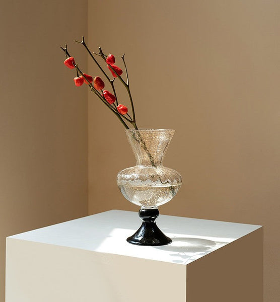 Mid Century Vases for Flowers, Contemporary Glass Vases, Handmade Modern Vases for Living Room, Unique Decorative Glass Vase, Centerpiece Vases on Table-Grace Painting Crafts