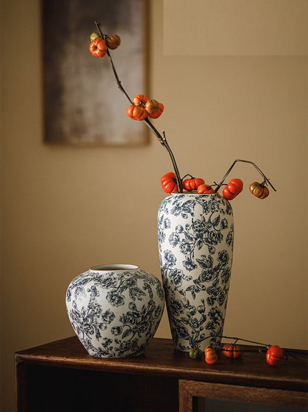 Porcelain Flower Vases, Modern Ceramic Bouquet Vases, Centerpiece on Dining Table, Flower Vase on Table, Handmade Water Holding Flower Vases-Grace Painting Crafts