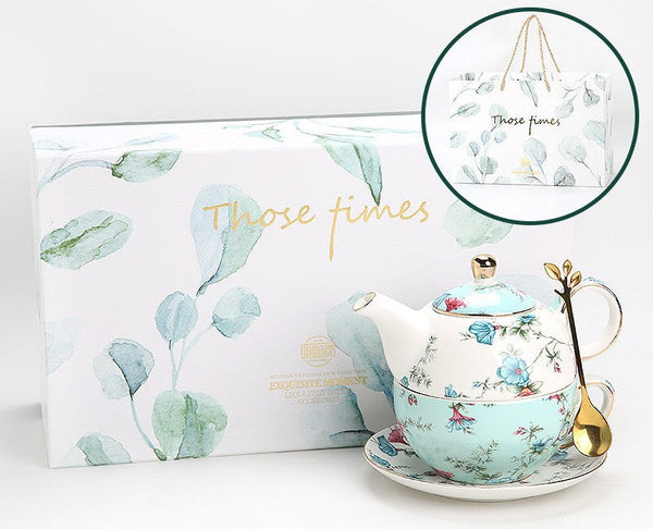 Porcelain Teapot with Matching Cup and Saucer in Gift Box, Stackable Teapot and Cup Set, Ceramic Tea Pot with Integrated Cup, Mother and Baby Teapot with Matching Saucer-Grace Painting Crafts