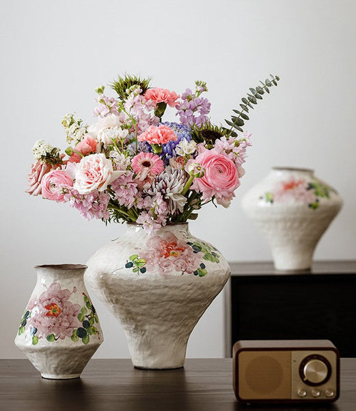 Modern Porcelain Flower Vases, Flower Vases on Table, Handmade Water Holding Flower Vases, Centerpiece on Dining Table, Ceramic Bouquet Vases-Grace Painting Crafts