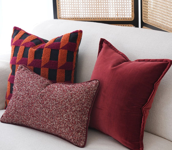 Decorative Pillows for Couch, Modern Sofa Pillows, Simple Modern Pillows, Red Modern Throw Pillows, Contemporary Throw Pillows-Grace Painting Crafts