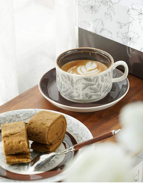 Vintage Porcelain Tea Cup Saucer Set, 8 oz British Tea Cup and Saucer in Gift Box, Royal Ceramic Cups, Elegant Ceramic Coffee Cups-Grace Painting Crafts