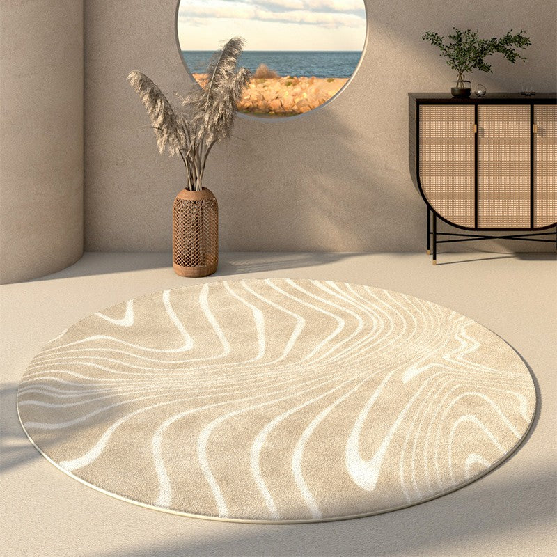 Geometric Modern Rugs in Living Room, Modern Round Rugs under Coffee Table, Circular Modern Rugs under Sofa, Abstract Contemporary Round Rugs-Grace Painting Crafts