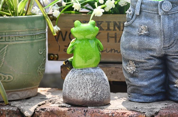 Frog Drinking Coffee Statue for Garden, Animal Statue for Garden Courtyard Ornament, Villa Outdoor Decor Gardening Ideas-Grace Painting Crafts