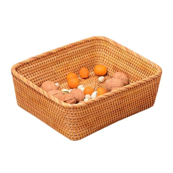 Rectangular Storage Baskets for Pantry, Small Rattan Kitchen Storage Basket, Storage Baskets for Shelves, Woven Storage Baksets-Grace Painting Crafts