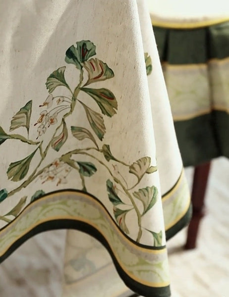 Extra Large Modern Rectangular Tablecloth for Dining Room Table, Ginkgo Leaves Table Covers, Square Tablecloth for Kitchen, Large Tablecloth for Round Table-Grace Painting Crafts