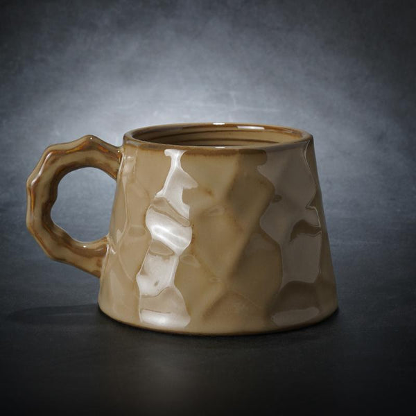 Large Capacity Coffee Cups, Large Tea Cup, Large Pottery Coffee Cup, White Ceramic Coffee Mug, Black Coffee Cup-Grace Painting Crafts