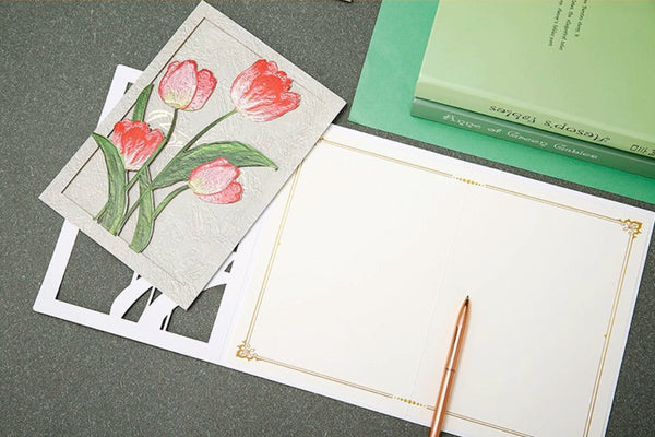 Tulip Flower Greeting Cards, Creative Birthday Greeting Card, Beautiful Greeting Cards to Friends, Original Handmade Greeting Cards-Grace Painting Crafts