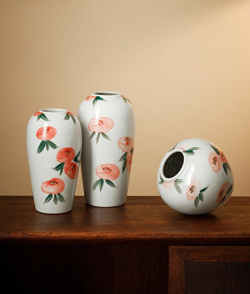 Porcelain Flower Vases, Handmade Water Holding Flower Vases, Modern Flower Vase Centerpiece on Table, Ceramic Bouquet Vases-Grace Painting Crafts