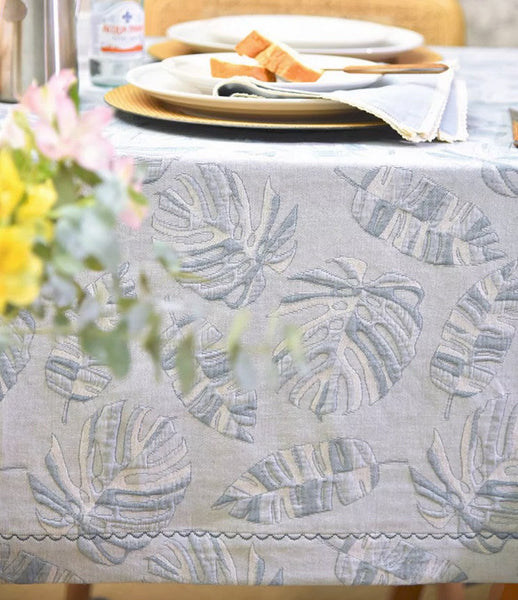 Large Rectangle Table Covers for Dining Room Table, Square Tablecloth for Round Table,Monstera Leaf Modern Table Cloths for Kitchen, Simple Contemporary Cotton Tablecloth-Grace Painting Crafts