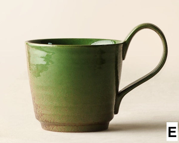 Large Modern Handmade Pottery Coffee Cup, Creative Brown Green Blue Ceramic Coffee Mugs, Large Unique Tea Cup, Large Capacity Coffee Cups-Grace Painting Crafts