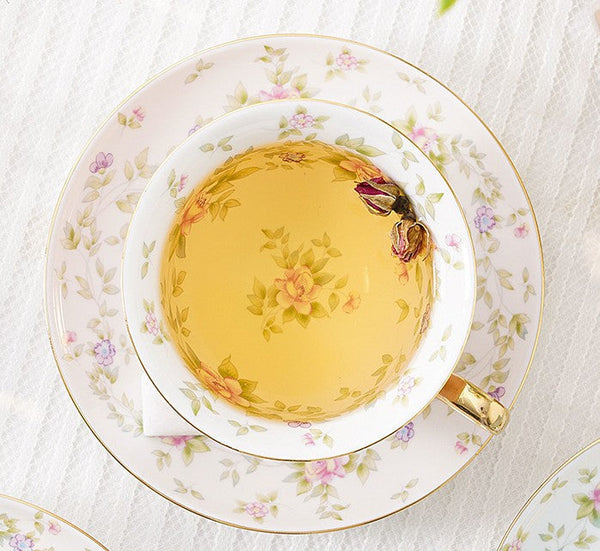 Elegant Ceramic Coffee Cups, Beautiful British Tea Cups, Unique Afternoon Tea Cups and Saucers in Gift Box, Royal Bone China Porcelain Tea Cup Set-Grace Painting Crafts