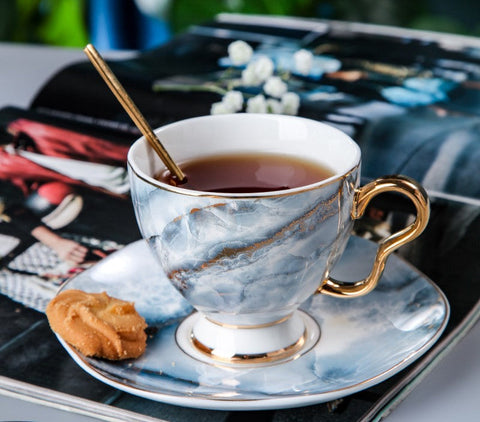 Unique Tea Cups and Saucers in Gift Box as Birthday Gift, Elegant Ceramic Coffee Cups, Beautiful British Tea Cups, Royal Bone China Porcelain Tea Cup Set-Grace Painting Crafts