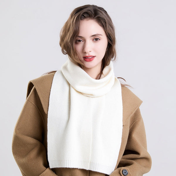Cold Weather Scarves, Small Soft Scarf for Women, Modern Wool Scarf for Women, White Casual Scarf for Women-Grace Painting Crafts