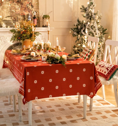 Extra Large Modern Rectangular Tablecloth for Dining Room Table, Christmas Edelweiss Table Covers, Square Tablecloth for Kitchen, Large Tablecloth for Round Table-Grace Painting Crafts