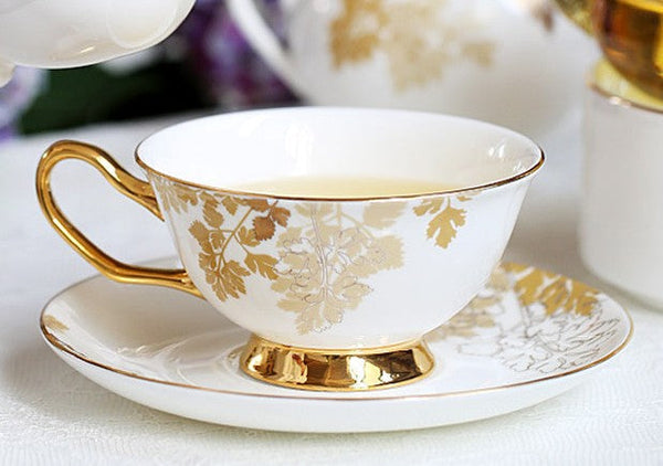 Beautiful British Tea Cups, Traditional English Tea Cups and Saucers, Bone China Porcelain Tea Cup Set, Elegant Ceramic Coffee Cups-Grace Painting Crafts