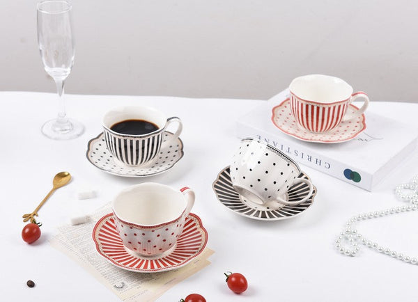 Unique Porcelain Cup and Saucer, Afternoon British Tea Cups, Creative Porcelain Tea Cup Saucer Set, Elegant Modern Ceramic Coffee Cups-Grace Painting Crafts