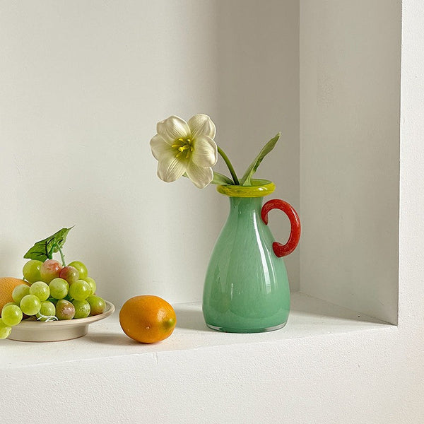 Small Flower Vase, Modern Glass Flower Vases, Handmade Glass Bud Vases, Water Holding Flower Vases, Flower Vases on Table-Grace Painting Crafts