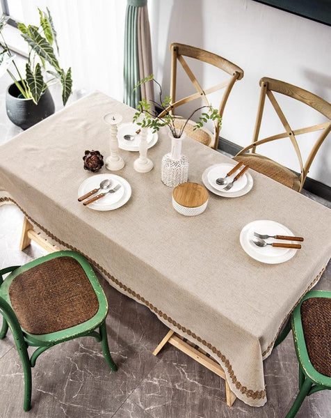 Large Rectangle Table Cover for Dining Room Table, Modern Table Cloth, Cotton and Linen Tablecloth for Home Decoration, Square Tablecloth for Round Table-Grace Painting Crafts