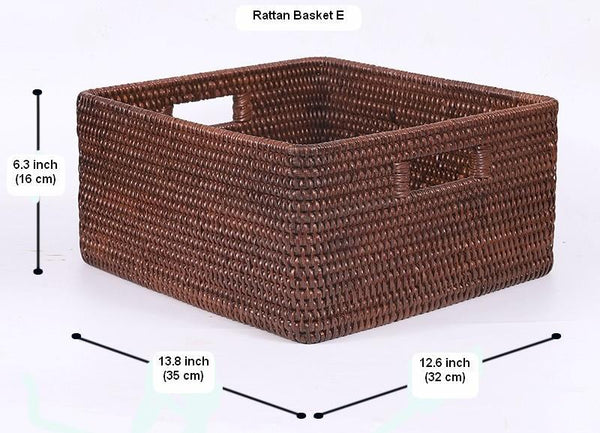 Storage Baskets for Clothes, Rectangular Storage Baskets, Large Brown Woven Storage Baskets, Storage Baskets for Shelves-Grace Painting Crafts