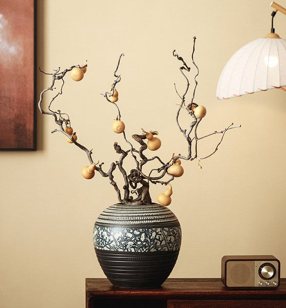 Large Pottery Flower Vases Urn, Centerpiece on Dining Table, Flower Vase on Table, Handmade Water Holding Flower Vases, Modern Bouquet Vases-Grace Painting Crafts