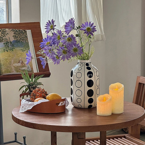 Small Flower Vases on Table, Ceramic Bud Vases, Black and White Polka Dot Flower Vase, Modern Porcelain Flower Vases, Handmade Water Holding Flower Vases-Grace Painting Crafts