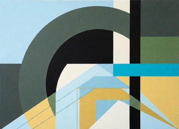 Acrylic Modern Canvas Wall Art, Sky Blue, Sage Green, Yellow Color, Geometric Abtract Art for Modern Living Room-Grace Painting Crafts