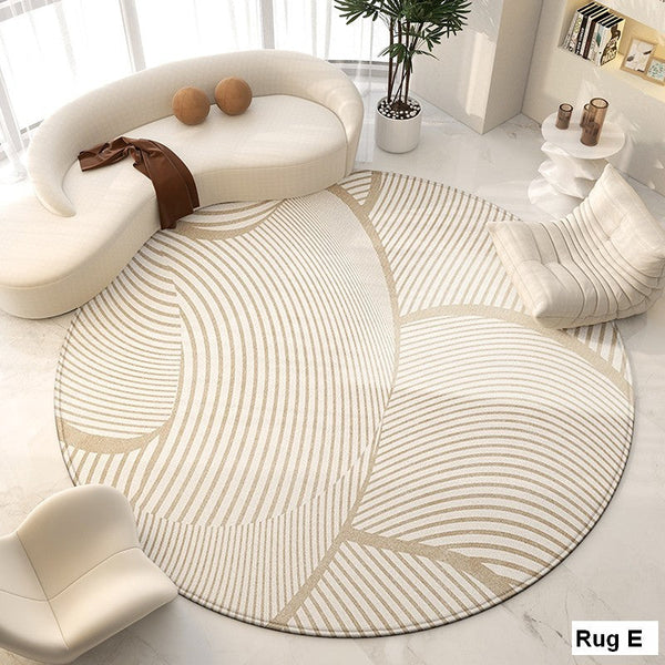 Geometric Round Rugs for Dining Room, Modern Area Rugs for Bedroom, Circular Modern Rugs under Chairs, Contemporary Modern Rug for Living Room-Grace Painting Crafts
