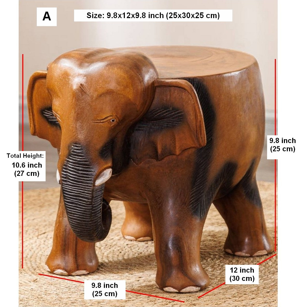 Handmade Solid Wood low Stool, Elephant Wooden Stool, Elephant Sofa Stool, Dining Table Stool, Creative Shoe-changing Stool-Grace Painting Crafts