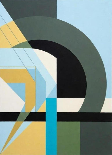 Acrylic Modern Canvas Wall Art, Sky Blue, Sage Green, Yellow Color, Geometric Abtract Art for Modern Living Room-Grace Painting Crafts