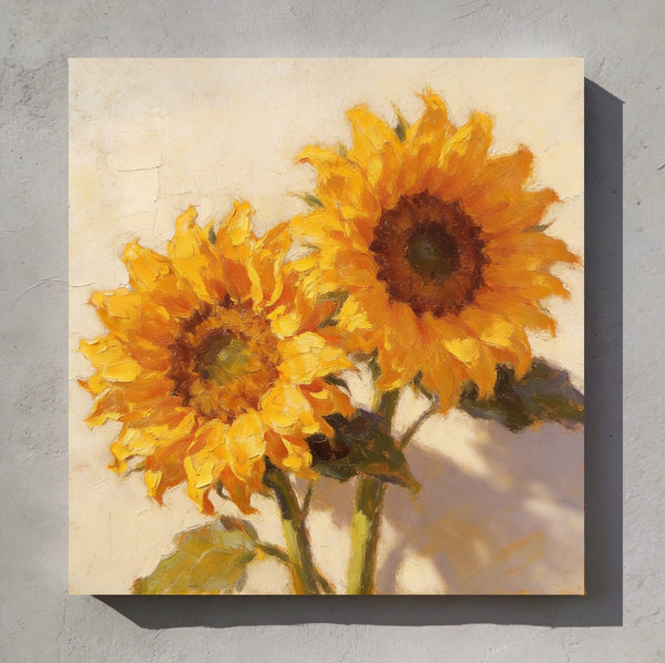Small Canvas Artwork, Blooming Sunflowers, Still Life Painting, Hand Painted Canvas Art, Original Flower Paintings, Buy Small Artwork Online-Grace Painting Crafts