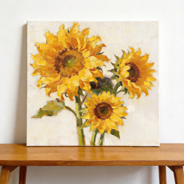 Blooming Sunflowers, Still Life Painting, Hand Painted Canvas Art, Small Canvas Artwork, Original Flower Paintings, Buy Small Paintings Online-Grace Painting Crafts