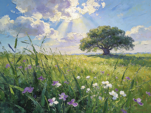 Morning on the Grassland, Small Landscape Paintings, Small Oil Paintings on Canvas, Original Oil Paintings, Small Paintings on Canvas, Hand Painted Canvas Art-Grace Painting Crafts