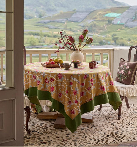 Farmhouse Table Cloth, Dining Room Flower Table Cloths, Large Square Tablecloth for Round Table, Extra Large Rectangular Table Covers for Kitchen-Grace Painting Crafts