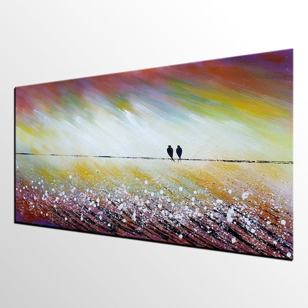 Simple Abstract Painting, Living Room Wall Art Ideas, Love Birds Painting, Acrylic Painting for Sale, Bedroom Canvas Painting-Grace Painting Crafts