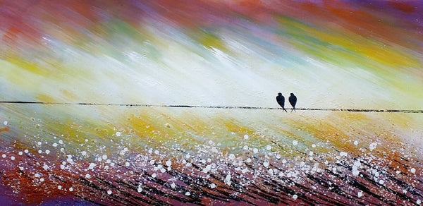 Simple Abstract Painting, Living Room Wall Art Ideas, Love Birds Painting, Acrylic Painting for Sale, Bedroom Canvas Painting-Grace Painting Crafts