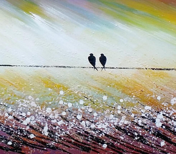 Simple Abstract Painting, Living Room Wall Art Ideas, Love Birds Painting, Acrylic Painting for Sale, Bedroom Canvas Painting-Grace Painting Crafts