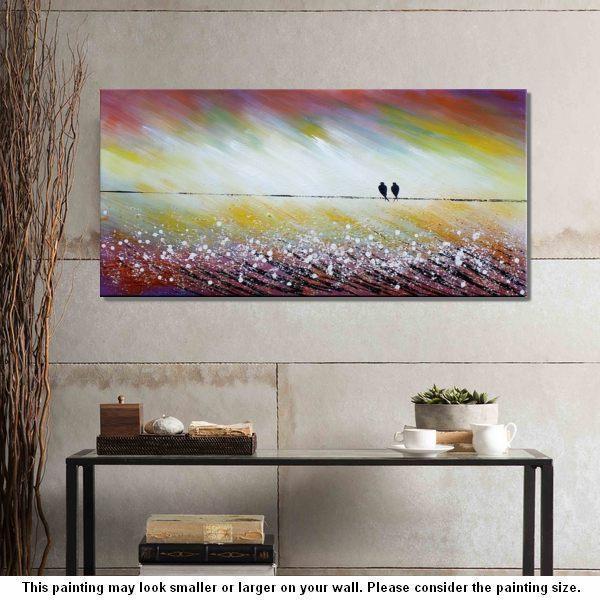 Simple Abstract Painting, Living Room Wall Art Ideas, Love Birds Painting, Acrylic Painting for Sale, Bedroom Canvas Painting-Grace Painting Crafts