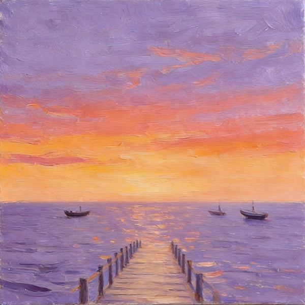 Serene Hour of the Ocean Sunset, Sunset Paintings, Hand Painted Canvas Art, Small Canvas Wall Art Paintings, Original Seascape Paintings, Original Oil Paintings, Buy Small Artwork Online-Grace Painting Crafts