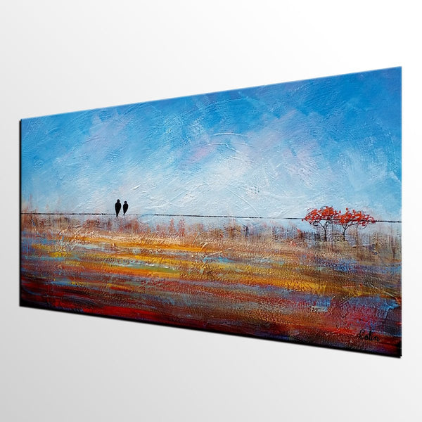 Simple Abstract Painting, Acrylic Painting on Sale, Dining Room Wall Art Painting, Love Birds Painting, Abstract Painting for Bedroom-Grace Painting Crafts