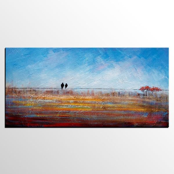 Simple Abstract Painting, Acrylic Painting on Sale, Dining Room Wall Art Painting, Love Birds Painting, Abstract Painting for Bedroom-Grace Painting Crafts