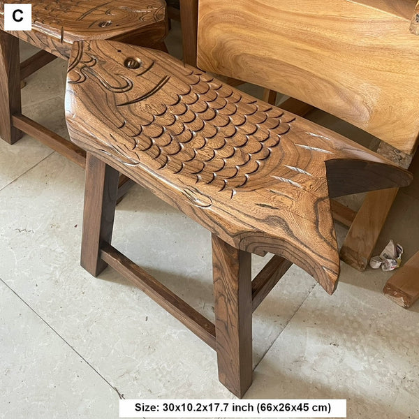 Handmade Solid Wood low Stool, Creative Shoe-changing Stool, Vintage Old Elm Wood Stool, Children's Wooden Stool, Sofa Stool, Dining Table Stool-Grace Painting Crafts